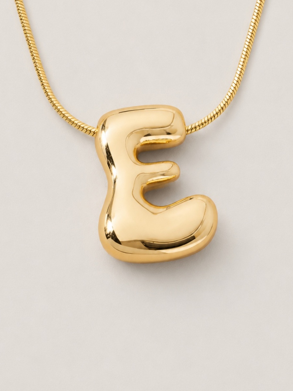 New! Gold Bubble Monogram Initial Letter Necklace NWOT